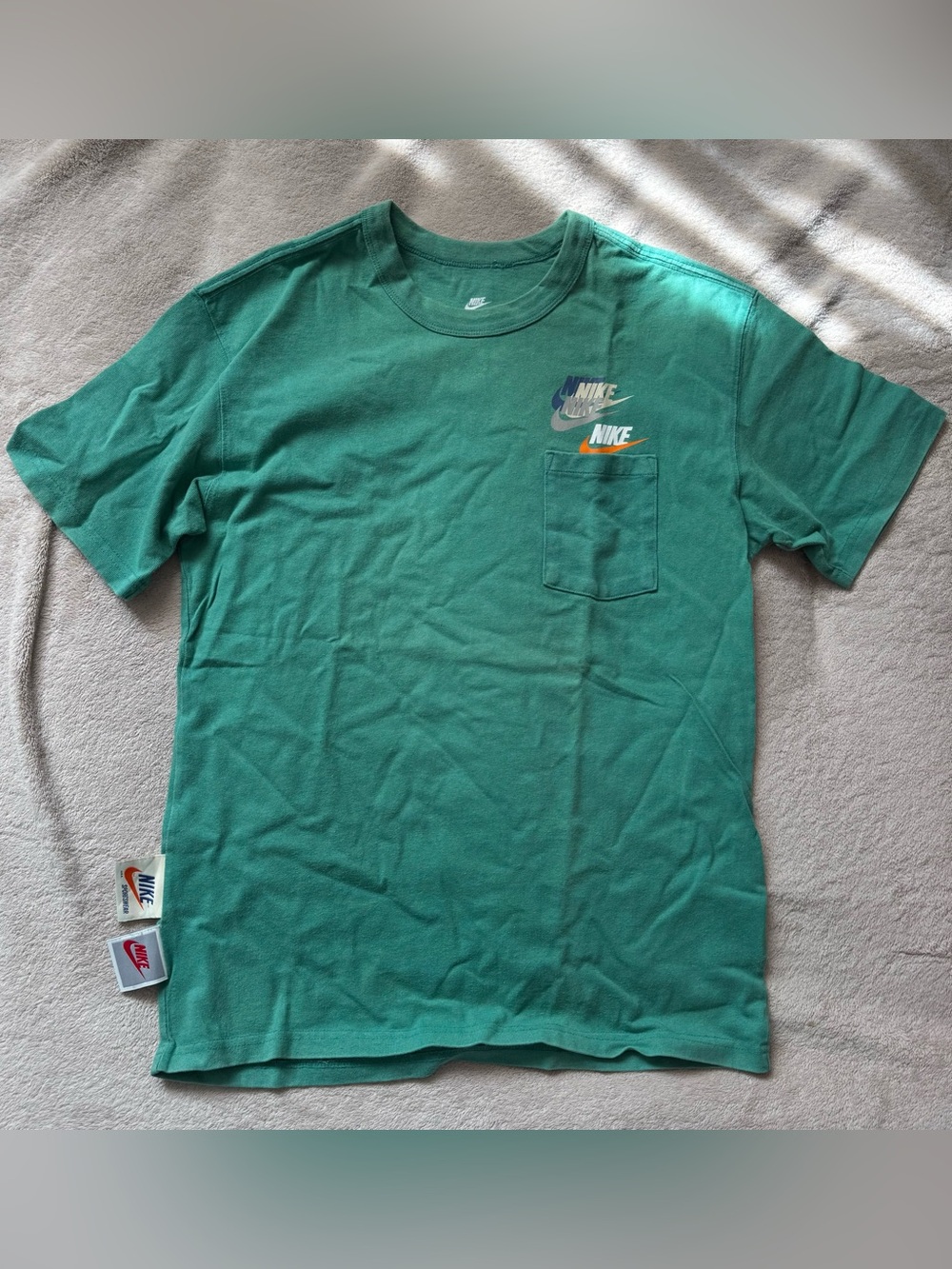 Nike Green Tshirt Pocket Multi Stack Logo Size S